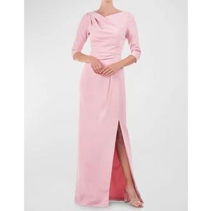Kay Unger Margerite Pink Evening Gown Long Sleeve Cocktail Dress Size 8
